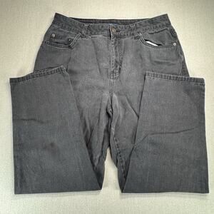 Bill Blass Jeans Size 12 Petite Women's Black Dark Wash Denim Easy Fit Taper